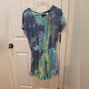 HEIMISH USA Blue and Green Tie-Dye Romper
